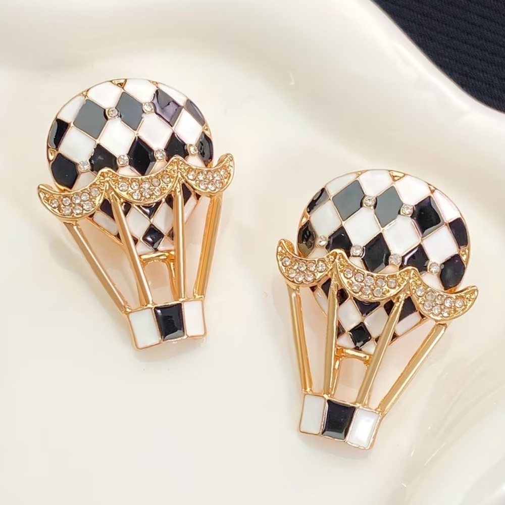 Mackenzie Elegant Gold and Black Hot Air Balloon Earrings - Picture 3 of 7
